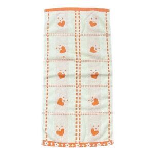 Vintage Jinlan Orange Teddy Bear Cotton Hand Towel 27 x 13 Hearts Flowers Kawaii